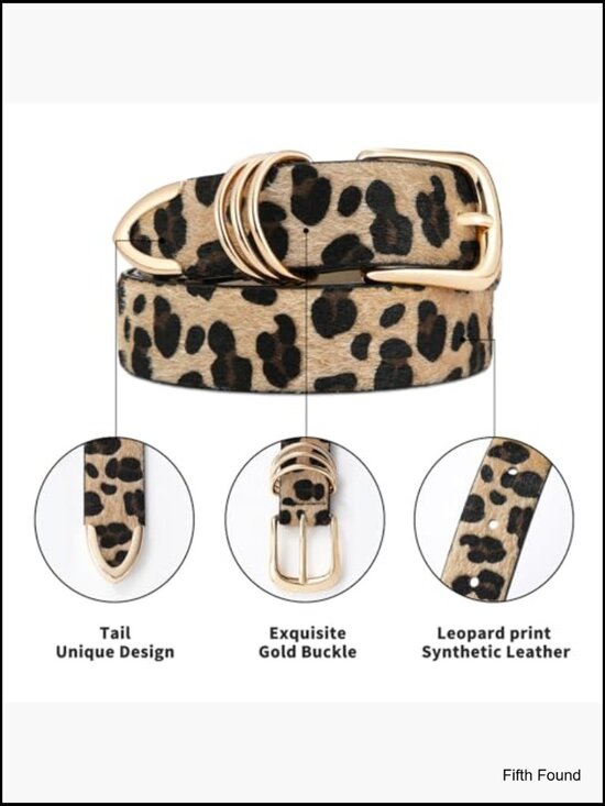 Faux Leather Waist Belt with Gold Buckle for Women main image 6